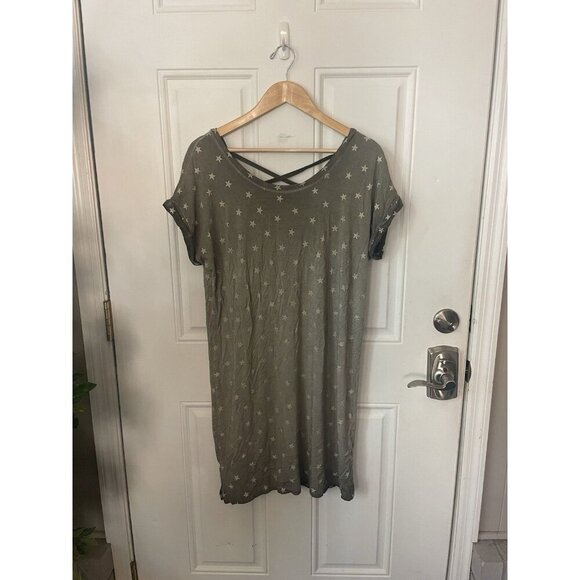 Cable & Gauge Dresses & Skirts - Cable & Gauge Women’s Gray Star Short Sleeve V-neck Midi T-Shirt Dress Size L